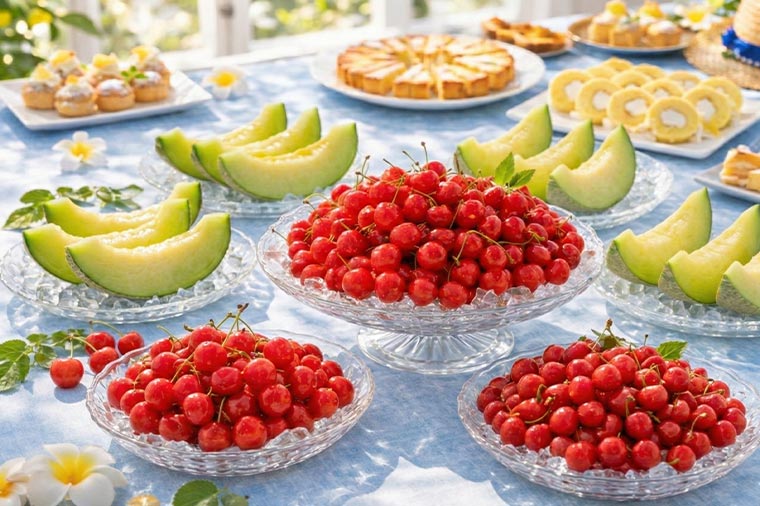 山梨まんぷく旅！旬のさくらんぼ×メロン食べ放題とスイーツビュッフェ