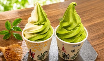 鳴沢氷穴・抹茶ソフト・ミニ抹茶ソフト(小)//