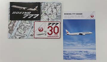  お土産・ボーイング777-300ER就航30周年記念ステッカー・絵葉書//