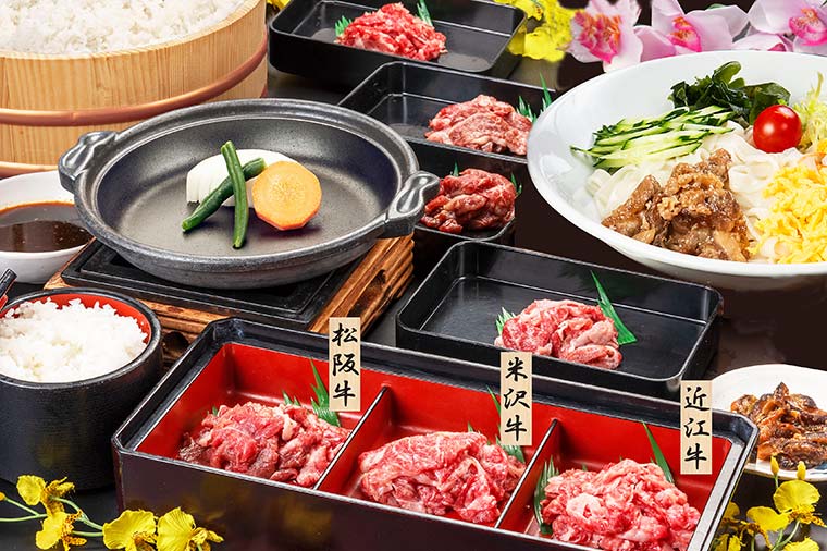 信玄館・日本三大和牛食べ比べ