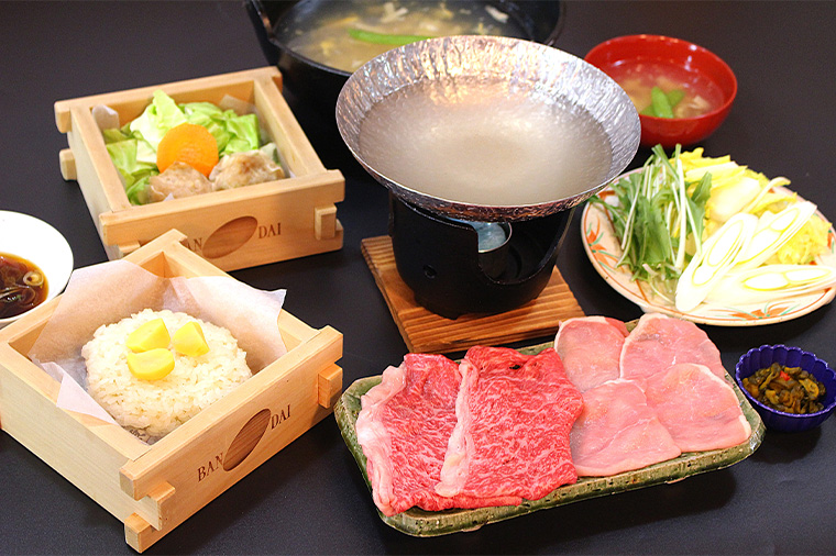 磐梯日光店・栃木ブランド牛＆桜山豚しゃぶしゃぶ食べ比べランチ