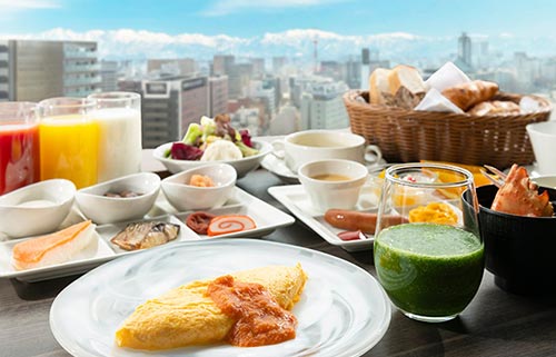 和洋ブッフェの朝食