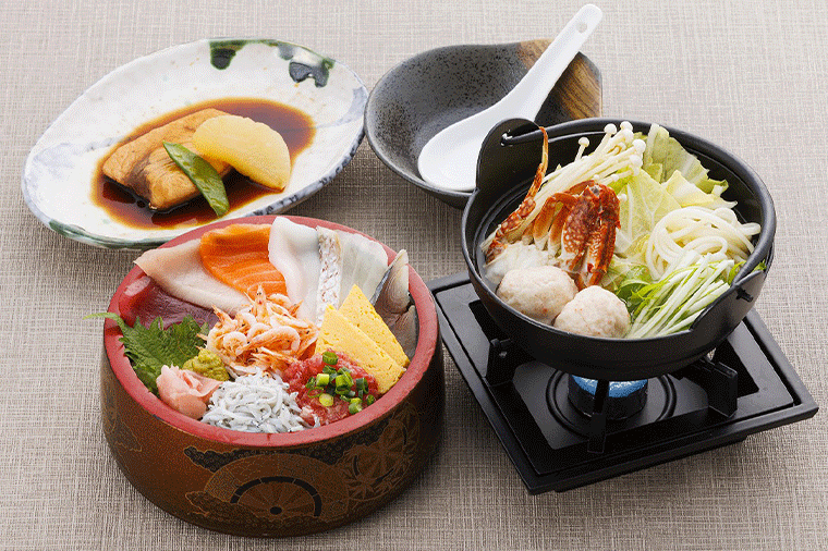 10種海鮮丼とかに漁師鍋