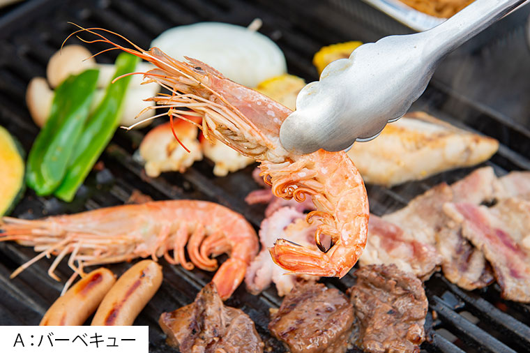 A：バーベキューの昼食